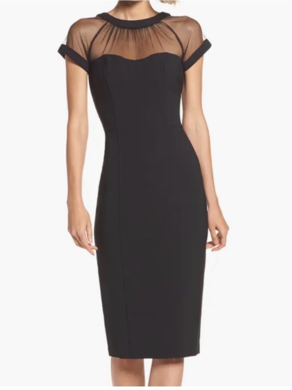 Maggy London Black Mesh Cocktail Dress